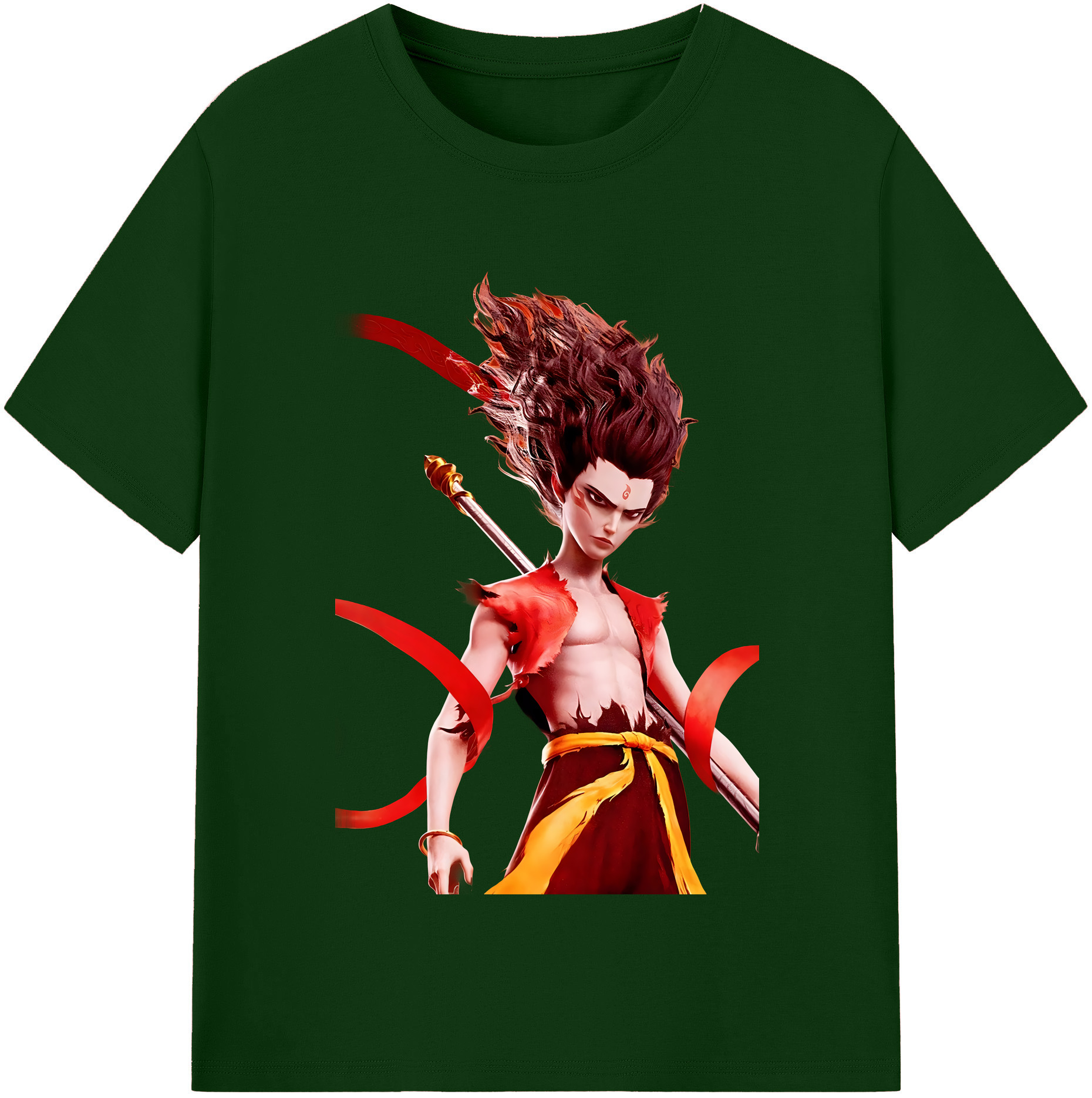 （画像用） Ne Zha 2 ナタ 魔童の大暴れ 綿100％半袖Tシャツ（フロントプリント）